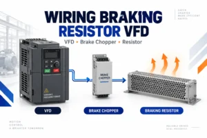 Wiring diagram braking resistor pada VFD dan inverter